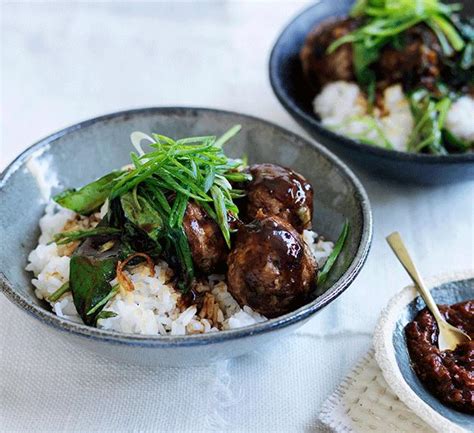 soy-pork-and-ginger-meatballs-with-hoisin-greens-and image