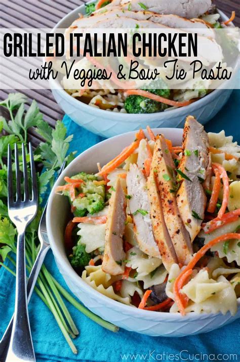 grilled-italian-chicken-with-veggies-bow-tie-pasta image