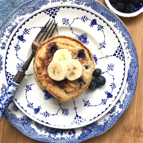 blueberry-banana-cornmeal-pancakes-lizs-healthy-table image
