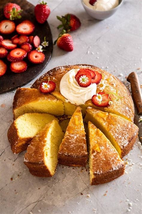 strawberry-chamomile-olive-oil-cake-with-honeyed-ricotta image