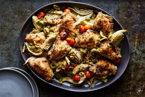 sheet-pan-chicken-with-artichokes-and-herbs-dining image