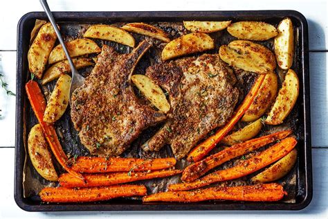 sheet-pan-pork-chops-with-carrots-and-maple-dijon image