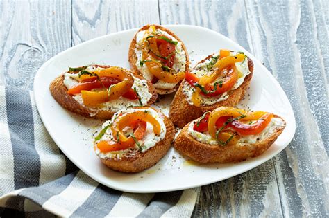 bruschetta-with-goat-cheese-roasted-peppers image