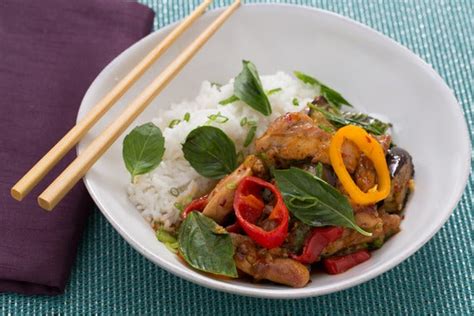 stir-fried-ginger-basil-chicken-with-tinkerbell-peppers image