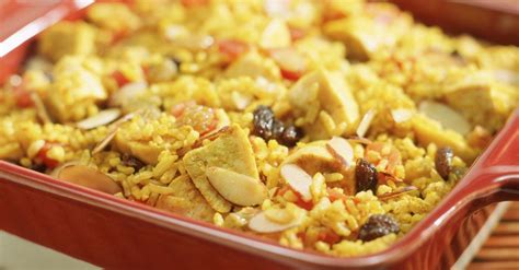 chicken-and-rice-casserole-with-tomatoes-almonds image