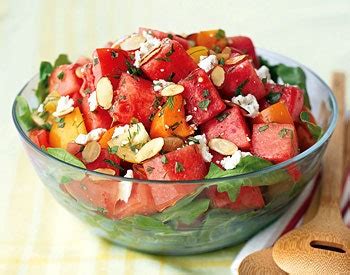 tomato-watermelon-salad-with-feta-and-toasted-almonds image