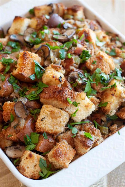 brioche-stuffing-with-mushrooms-and-bacon image