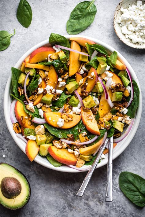 summer-peach-spinach-salad-with-avocado image