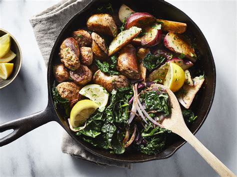 sausage-kale-and-potato-skillet-supper-food-wine image