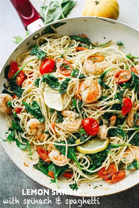lemon-shrimp-and-spinach-with-spaghetti-a-spaghetti image
