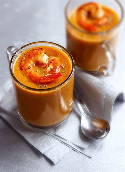 red-lentil-soup-recipe-with-grilled-shrimp-eatwell101 image
