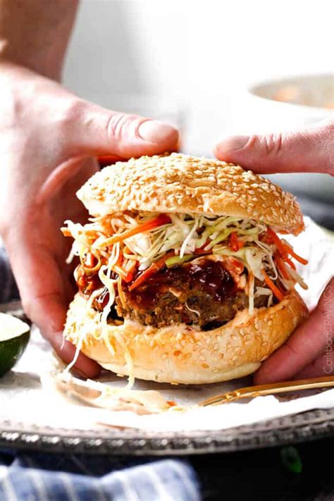 asian-burger-with-hoisin-ketchup-garlic-chili-mayo image