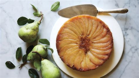 pear-upside-down-cake-recipe-bon-apptit image