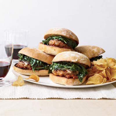 italian-sausage-burgers-with-garlicky-spinach image