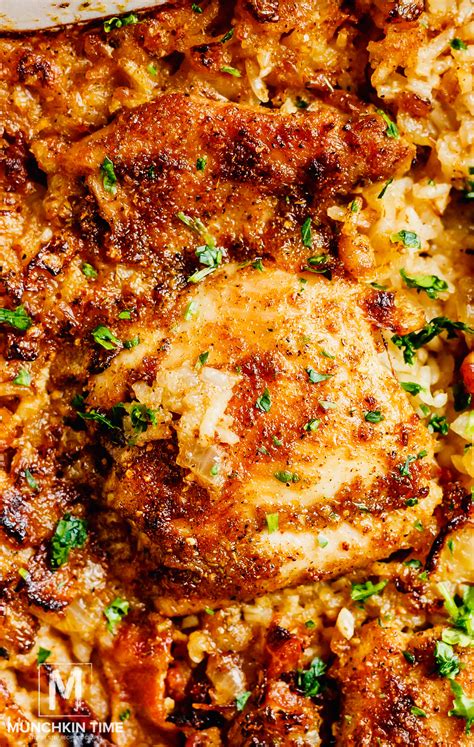 easy-chicken-thighs-and-rice-casserole image