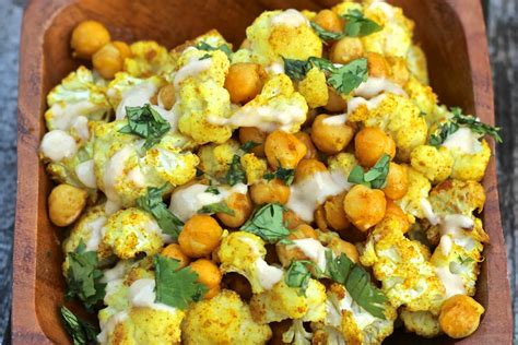 golden-roasted-cauliflower-and-chickpeas-vegan image