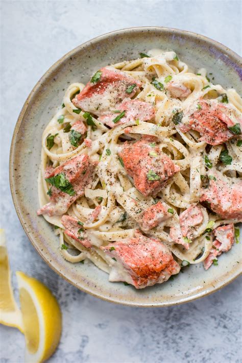 salmon-pasta-with-a-creamy-garlic-sauce image