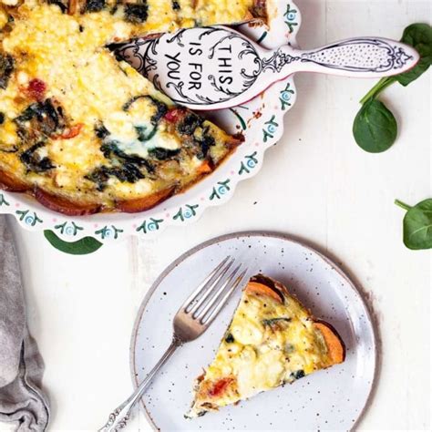 spinach-goat-cheese-quiche-with-sweet-potato-crust image