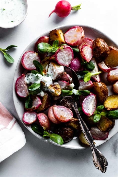 roasted-radishes-and-potatoes-creamy-dill-kefir-dressing image