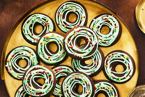 chocolate-gingerbread-wreath-cookies-southern-living image