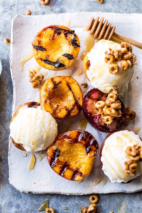 cinnamon-grilled-peaches-with-mascarpone-ice-cream image