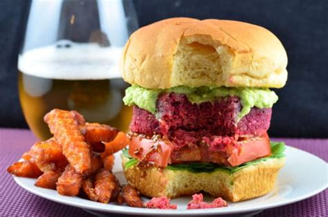 chickpea-quinoa-beet-veggie-burger-vegan-and image