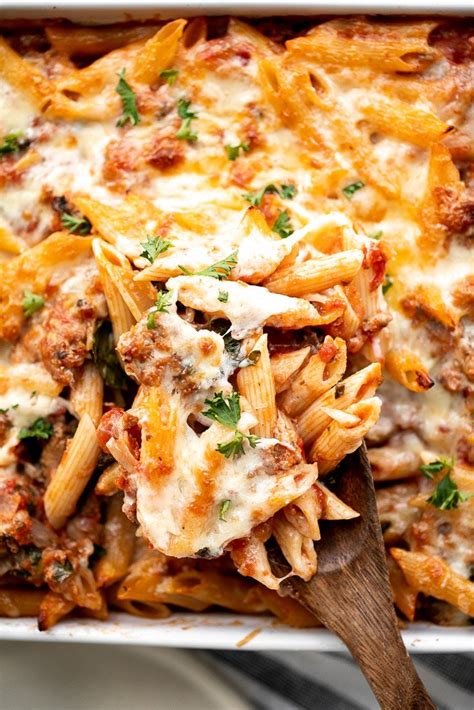 pasta-bake-with-sausage-baked-ziti-ahead-of-thyme image