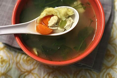 springtime-chicken-spaetzle-soup-healthy-delicious image