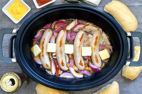 crockpot-beer-brats-easy-dinner-recipe-love-and image