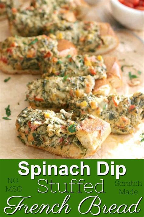 spinach-dip-stuffed-french-bread-kitchen-dreaming image