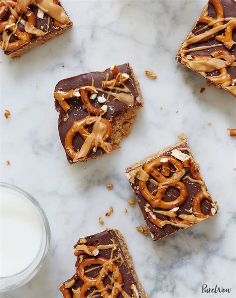 no-bake-chocolate-peanut-butter-pretzel-bars-purewow image