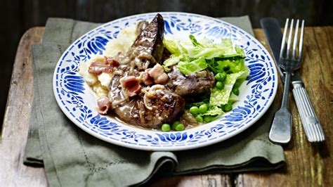 liver-and-bacon-with-onions-and-gravy-recipe-bbc-food image