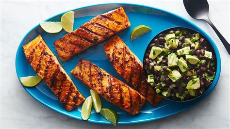 mexican-salmon-with-black-bean-and-avocado-salsa image
