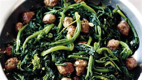 broccoli-rabe-with-sweet-italian-sausage-recipe-epicurious image