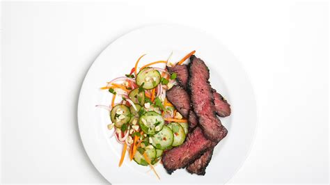 grilled-hanger-steak-with-cucumber-salad-recipe-bon image