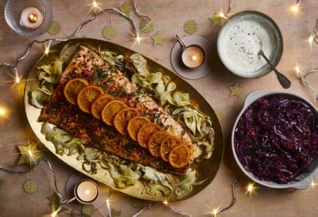 baked-salmon-in-citrus-vodka-with-clementines-and image