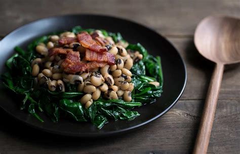 black-eyed-peas-with-spinach-and-bacon-savory-simple image