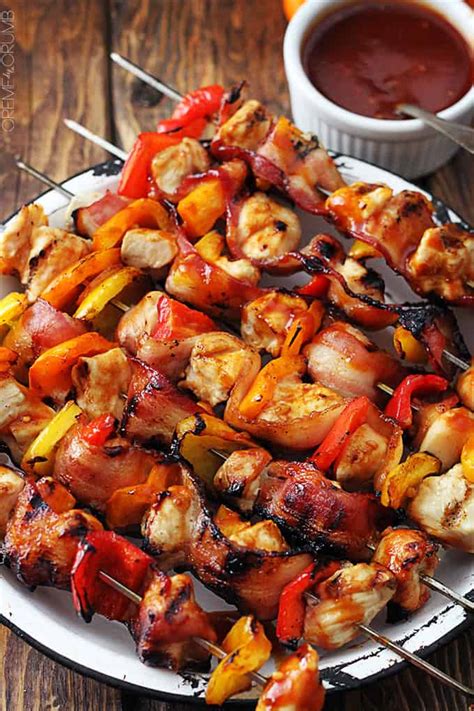 grilled-honey-bbq-bacon-chicken-kabobs-creme-de-la image