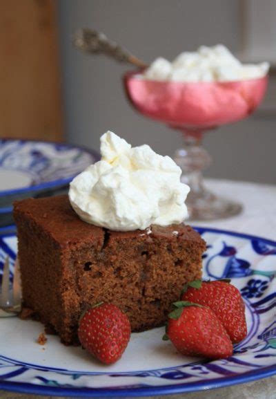 soaked-ginger-cake-with-brown-sugar-sauce-poke-cake image