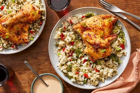 cajun-spiced-half-chickens-with-kale-pepper-rice image