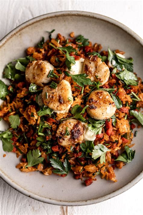 pepperoni-fried-rice-with-scallops-and-garlic-aioli image