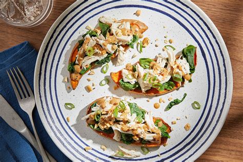 sweet-potato-planks-with-chicken-spinach-and-peanut image