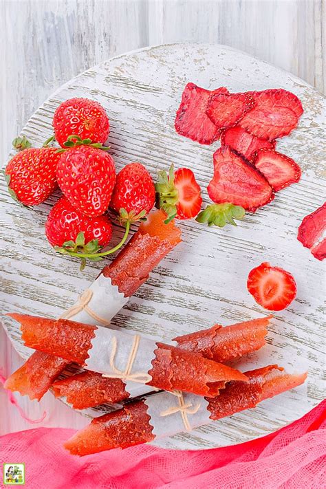 homemade-strawberry-fruit-leather-roll-ups-dehydrator image