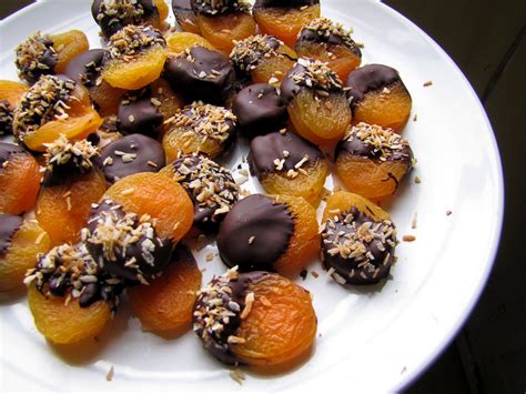 chocolate-dipped-apricots-with-coconut-flakes image