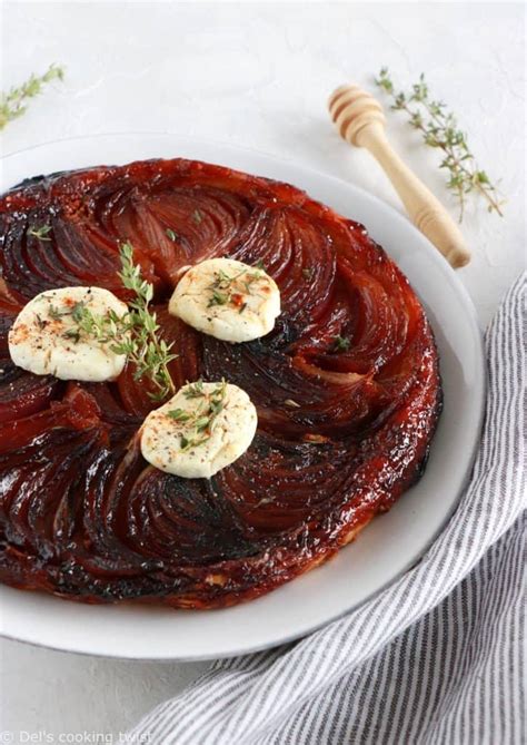 goat-cheese-and-red-onion-tarte-tatin-dels-cooking image