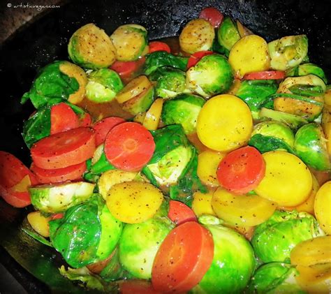 citrus-infused-rainbow-carrots-brussels-sprouts image