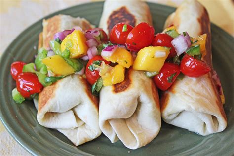 crispy-chicken-and-cheese-burritos-with-fresh-mango image