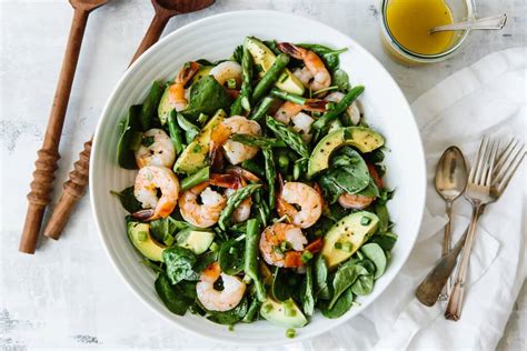 shrimp-asparagus-and-avocado-salad-downshiftology image