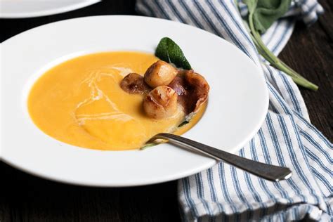 butternut-soup-with-pancetta-and-scallops-seasons image