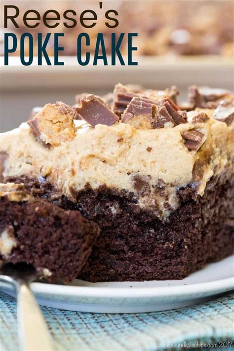 reeses-peanut-butter-cup-poke-cake-cupcakes image